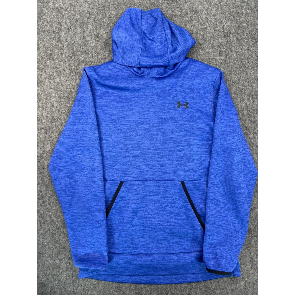 Under Armour ColdGear Blue Space Dye Heather Hoodie Mens Small Loose Pullover